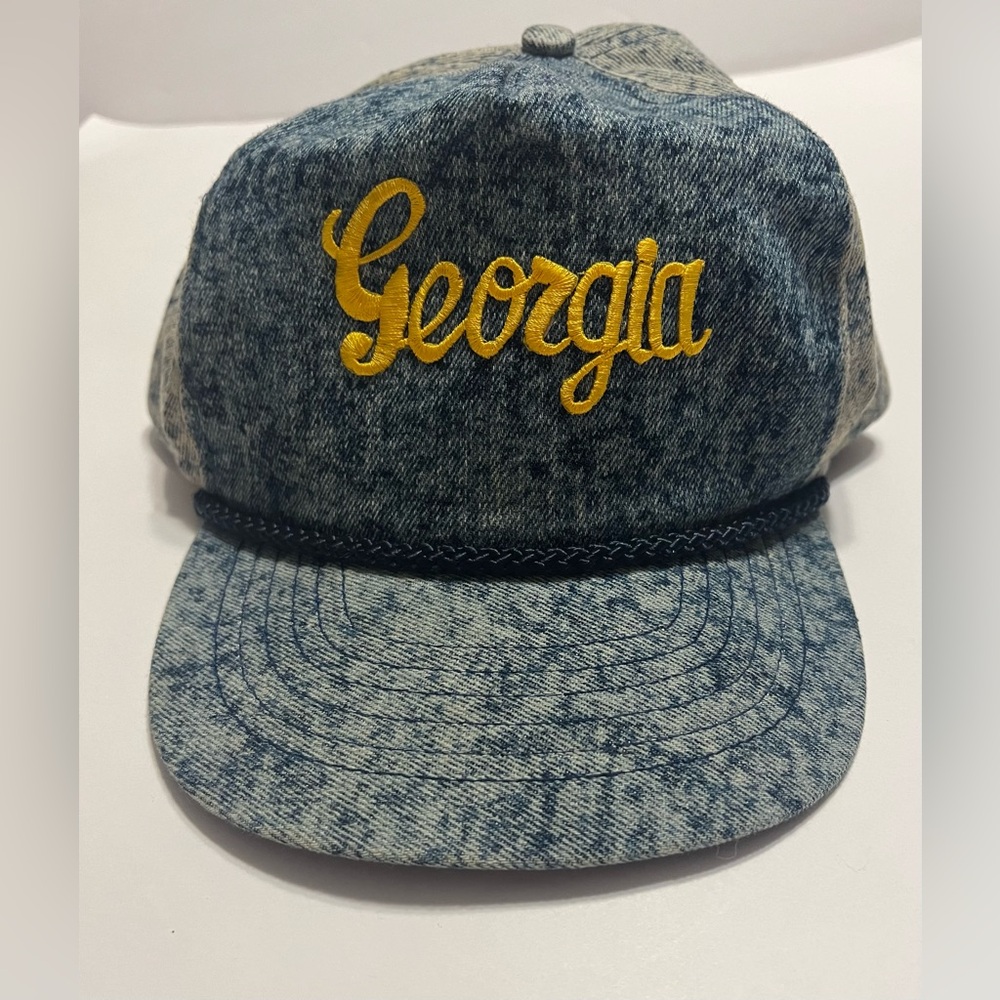 Georgia Men’s Denim Vintage Snap Back Cap With Rope Around Brim
